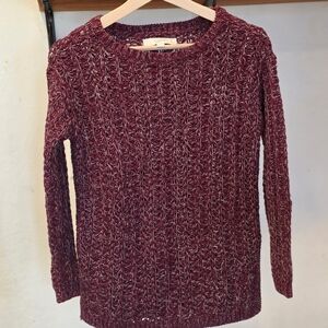 LOFT Burgundy Cable Knit Sweater